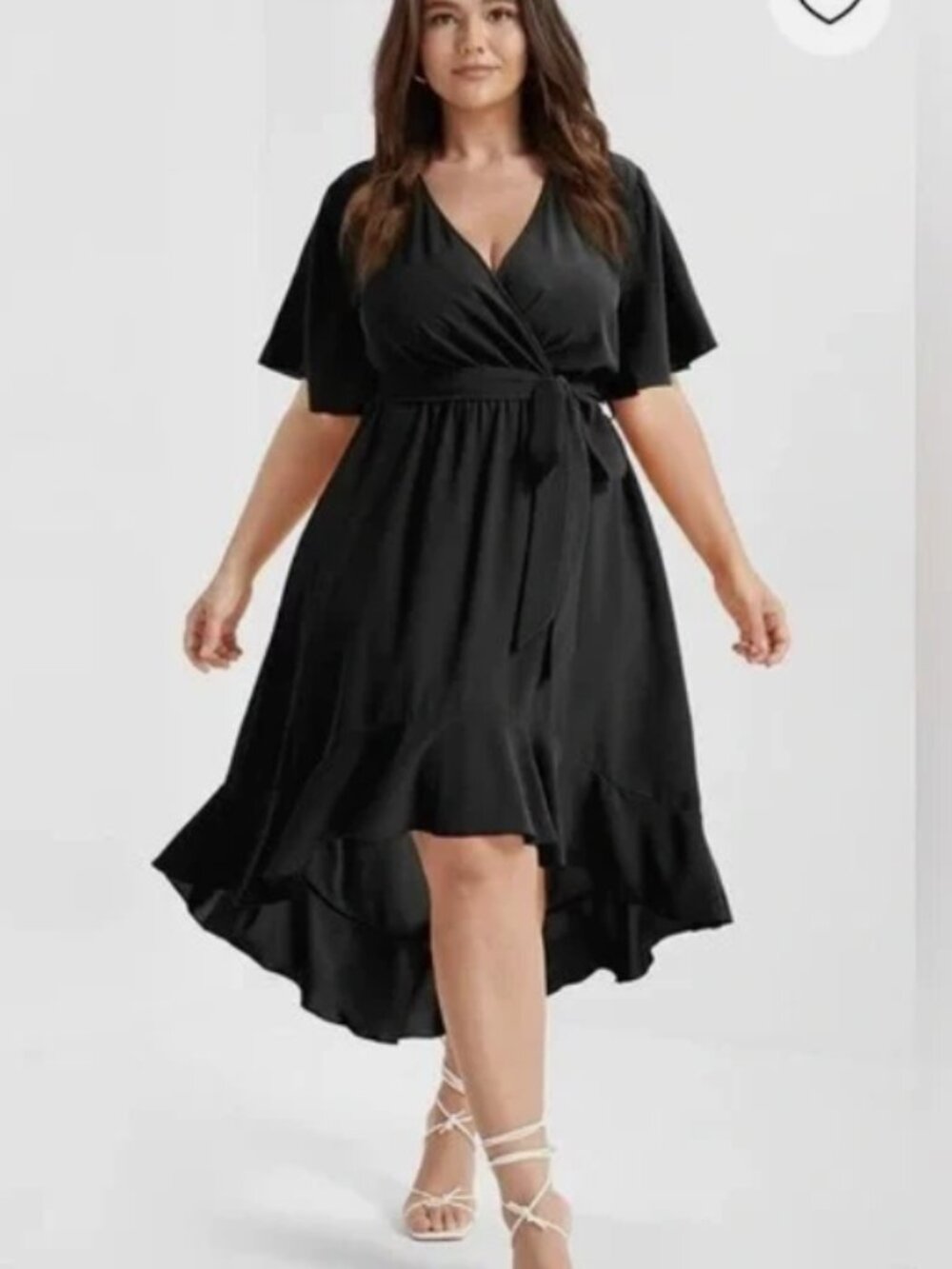 NWT Bloomchic Women's 14-16 Wrap Midi Dress with Tie Waist Ruffle Black